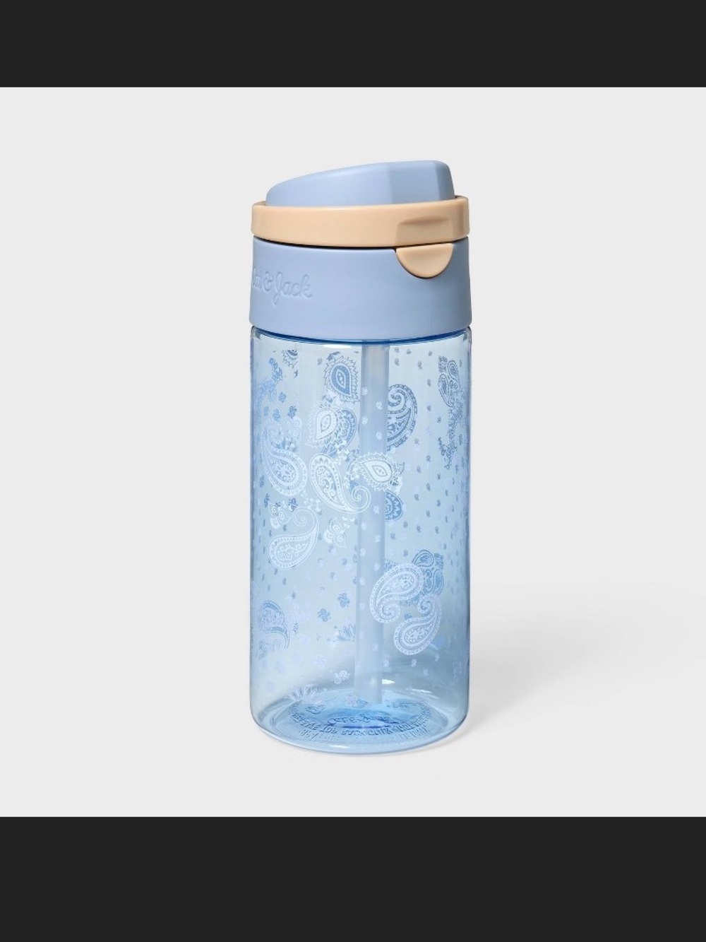Cat & Jack 16 oz Plastic kid Tumbler Bottle 16 oz Blue western beige white
